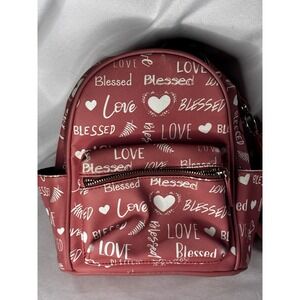 LD Faux Leather Blessed Pink Back Pack Purse Bag